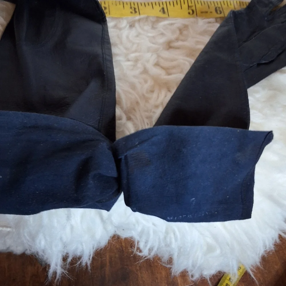 Vintage Midcle Length Fine Quality Black Leather Gloves7